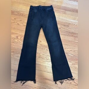 Just Black Women's Black Frayed Hem Cropped Demi Flare Jeans